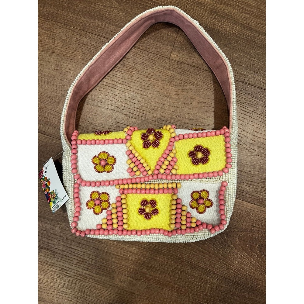 Express Edit Butter Blossom Beaded Bag NWT